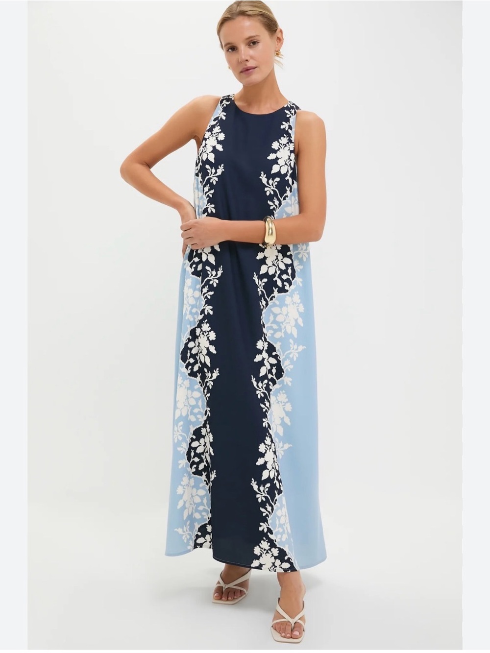 Tuckernuck Navy and Light Blue Floral Paneled Maxi Dress